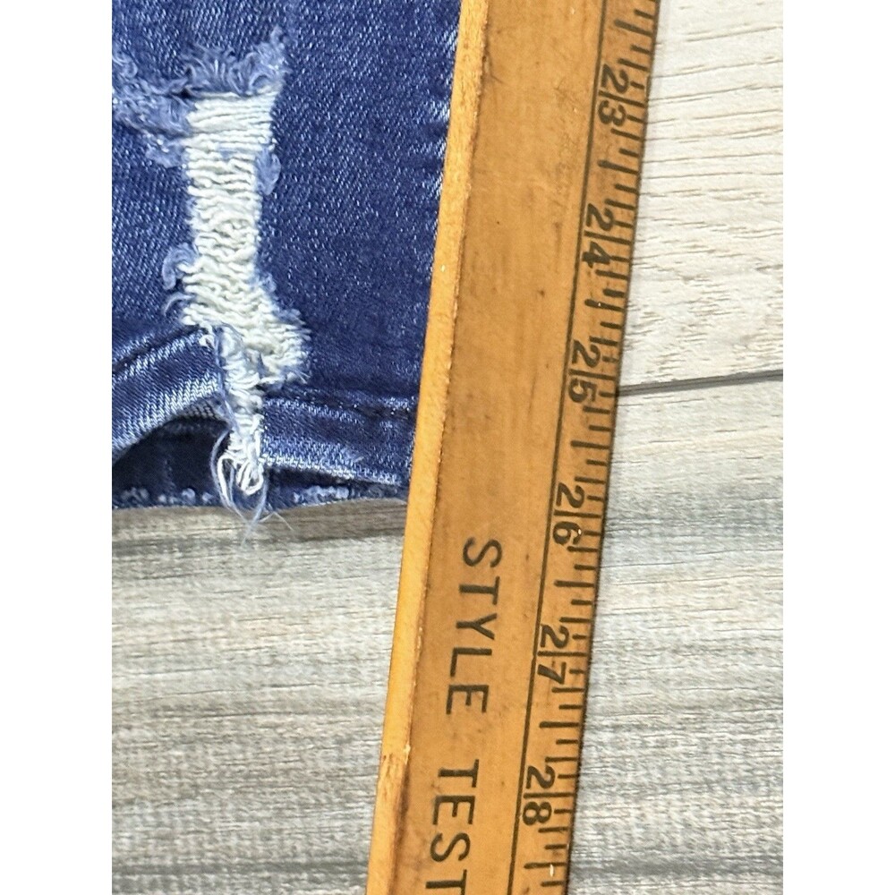 Kancan Women’s 5/26 Skinny Distressed Jeans Button Up Dark Blue - Picture 3 of 9